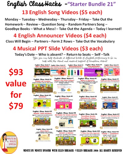 Preview of ESL English Transition Videos Starter Kit for CI TCI and the Best Teaching Ever!