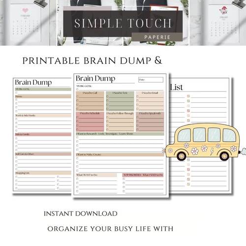 Editable Brain Dump Planner and To Do List Printable by Simple Touch ...