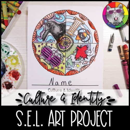 Preview of Culture & Identity Mandala, Social Emotional Learning Art Activity Lesson