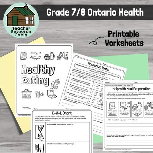 Grade 7/8 Ontario Health Workbooks by Teacher Resource Cabin | TPT