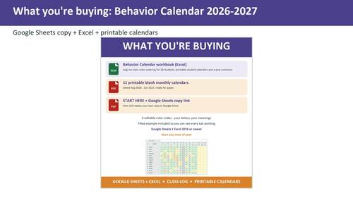 Behavior Calendar 2026-2027 | Editable Monthly Behavior Chart with ...