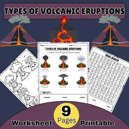 Types Of Volcanic Eruptions Worksheet | Volcano Diagram Activities ...