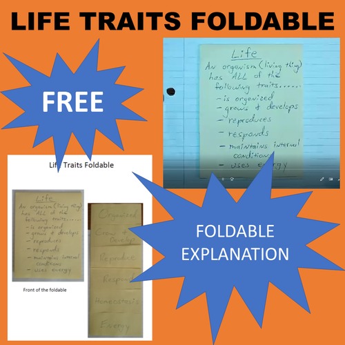 Preview of Life Traits - Characteristics of Living Things Foldable VIDEO