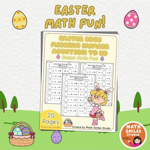 Easter Missing Number Addition to 20 Worksheets | Spring Math Practice ...