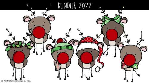 Reindeer clip art 2022, Christmas clip art MINI by Melonheadz Clipart