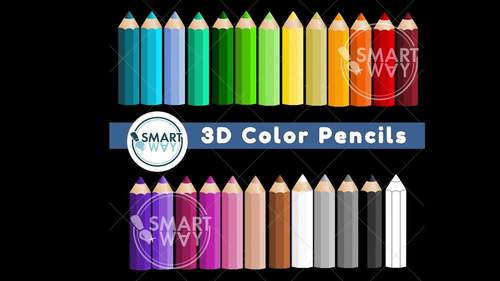 3D Pencil Colors - 24 colors and 1 outline