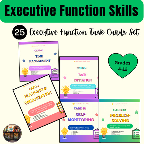 Preview of Executive Functioning Task Cards | Executive Function Skills Activities | SEL &