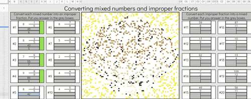 Digital Math Pixel Art | 5th Grade Fluency Mixed Numbers and Improper ...