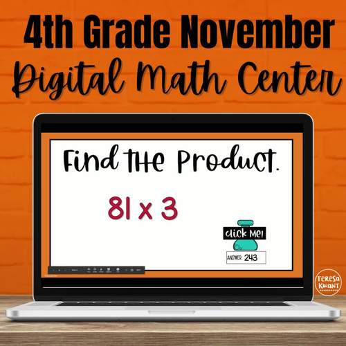4th Grade Thanksgiving Math Google Slides Game | Distance Learning