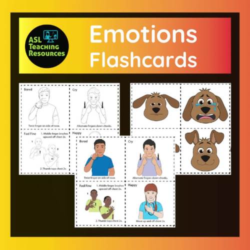 ASL Emotions Flashcards Sign Language by ASL Teaching Resources | TpT