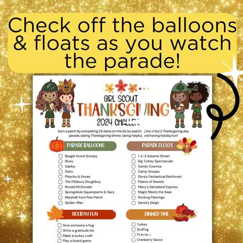 2024 Girl Scout Thanksgiving Parade Challenge Kit Activity, GS Turkey ...