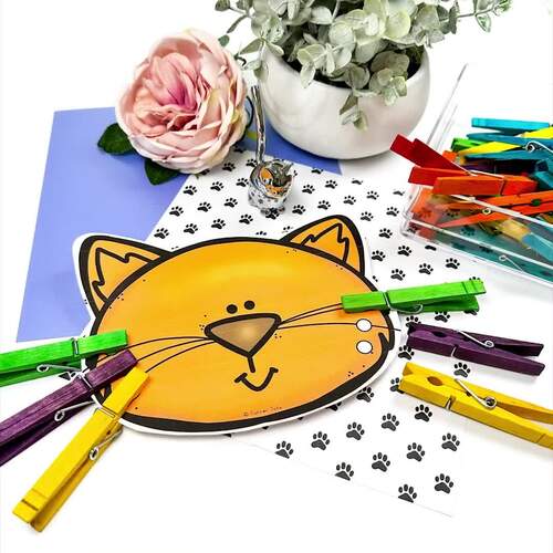 Cat Whiskers Math Activity for Colors, Counting, & Addition by Turner Tots