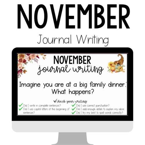 November Writing Prompts Bell Ringer Journal Daily Morning Work for ...