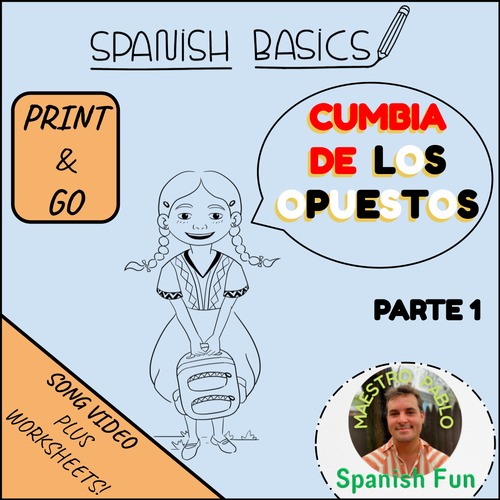 Preview of La Cumbia de los Opuestos! Animated Song Video and Printable Worksheets - Part 1