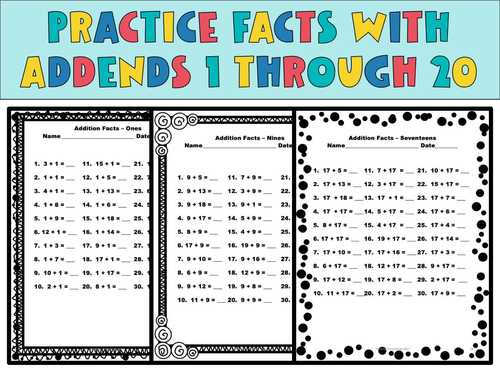 Addition Facts Fluency Practice Worksheets | Addition to 20 ...