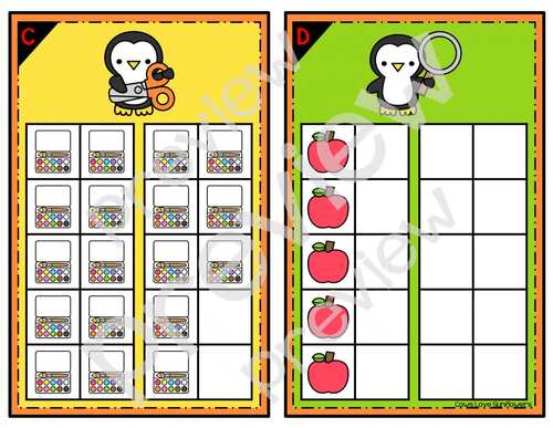 School Penguins- Double Ten Frames Math Scoot Activity 0 to 20 - Teen ...