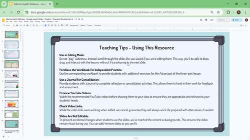 Google Slides Lessons - Alberta Health - Grade 4 - Character Development