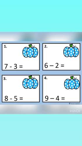 Fall Math Task Cards - Review Addition, Subtraction, Multiplication ...