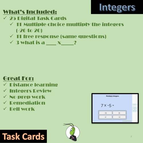 Multiplying Integers Operations Pre Algebra BOOM Task Cards