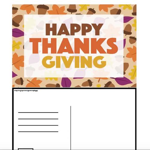 Printable Thanksgiving Postcards for Students and Coworkers | TPT