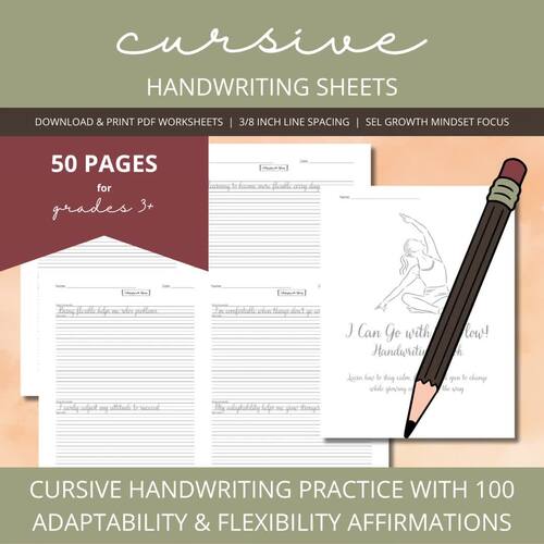 Adaptability & Flexibility Affirmations Cursive Writing Growth Mindset ...