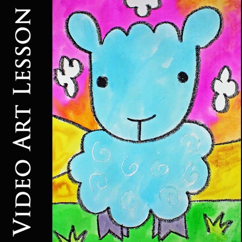 Preview of SHEEP Video Art Lesson | EASY Directed Drawing & Watercolor Painting Project