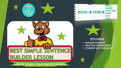 Preview of Best Simple Sentence Builder Lesson - Easily & Clearly Teach Simple Sentences