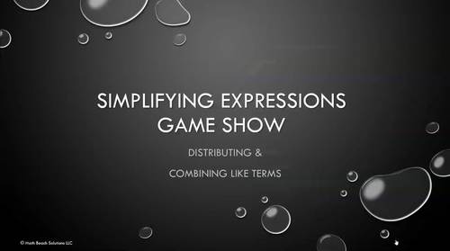 Simplifying Linear Expressions Game Show Activity by Math Beach Solutions