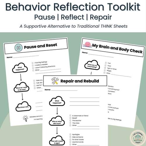 Behavior Reflection Toolkit | Positive Behavior Support | SEL THINK Sheet