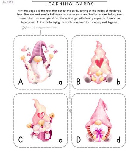 Valentines Day Activities, ABC Card Matching Game, Upper Lower Case Cards