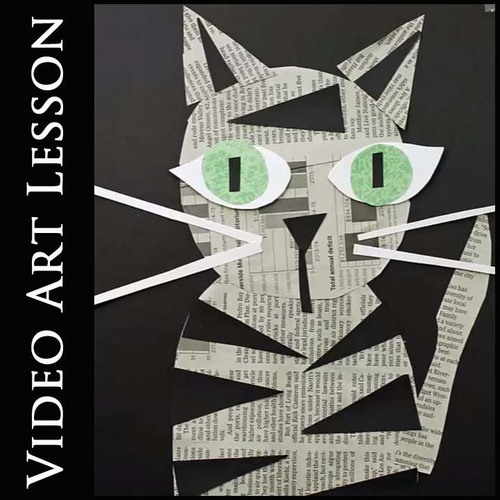 Preview of COLLAGE A CAT Video Art Lesson | Step-By-Step Directed Art Project & Activity