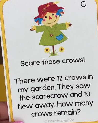 Math Word Problems Addition and Subtraction Within 20 Worksheets Fall