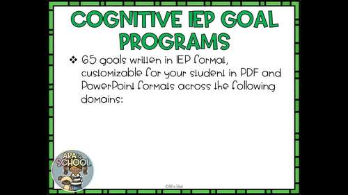 Cognitive iep on sale goals for preschoolers