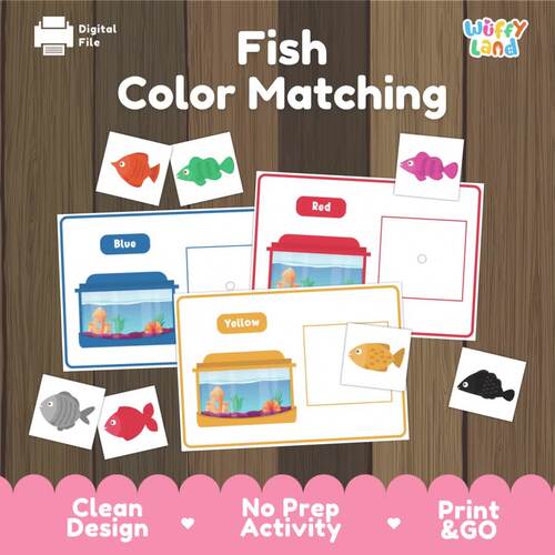 Preschool Fish Color Sorting & Matching File Folder - Math Activities Prek Games