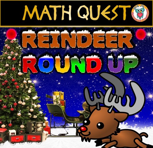 Preview of Christmas Around the World Reindeer Round Up - Math Quest