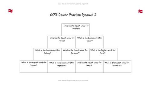 15 GCSE Foundation Level Danish Practice Pyramid Worksheets PDF | TPT