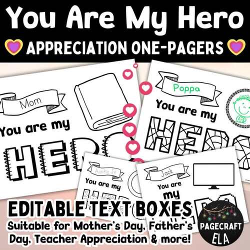 You are my hero editable one pager appreciation mother s day and more