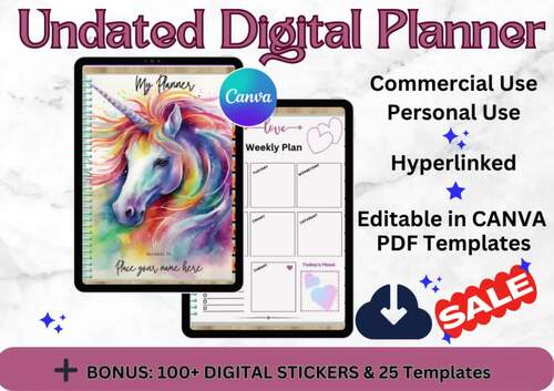 Digital Editable Undated Planner by Successful Pickleball | TPT