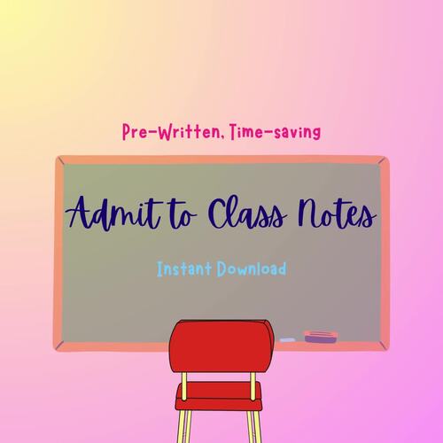 Black & White Admit to Class Notes by SassySocialWorkShop | TPT