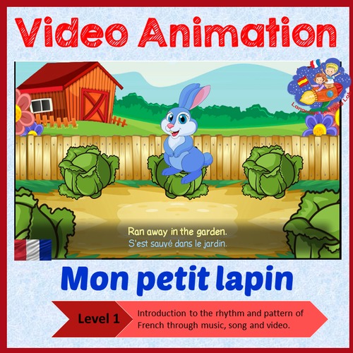 Preview of French song in video animation - Mon petit lapin - Learn French