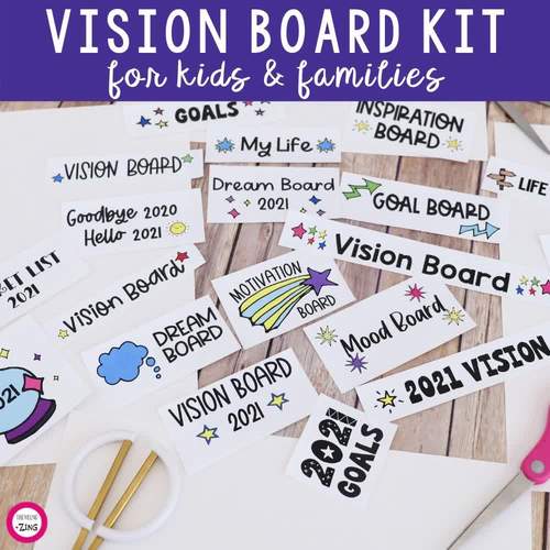 New Year Goal Setting Activity - Vision Board - Self-Confidence Messages
