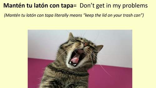 Preview of Cuban slang "Mantén tu latón con tapa" / Argot cubano  "Mantén tu latón con tapa