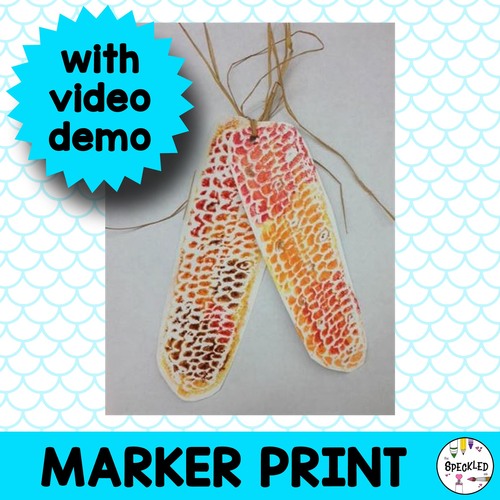 Preview of Elementary Art Lesson Plan. Marker Print Video demonstration and lesson plans.