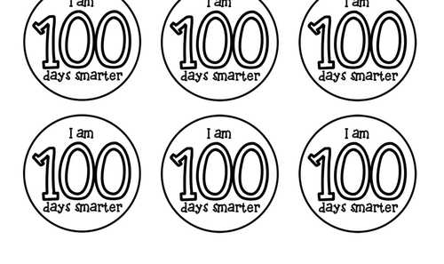 Cute printable I am 100 days smarter round label template Black and White