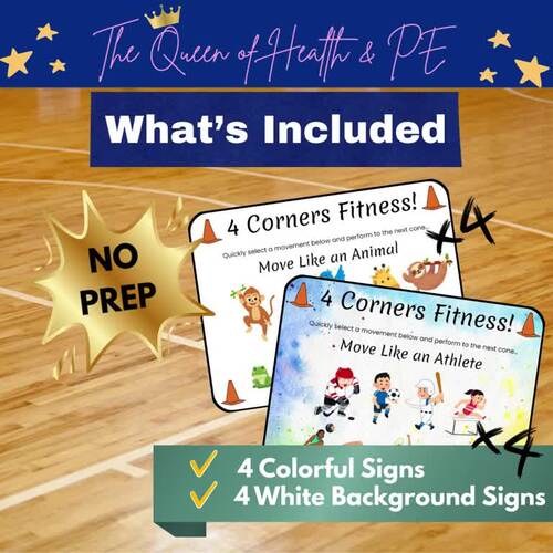 PE Warm Up Games Bundle | 4 Corners, Dice Fitness & Station Activities K-2