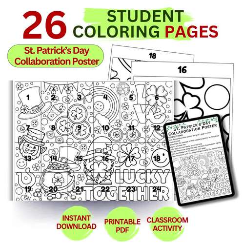 St. Patrick's Day Collaborative Poster | 24 Printable Coloring Pages