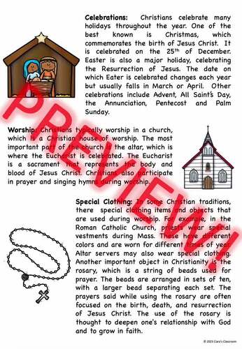 Christianity Comprehension Text with Questions and Answer Key
