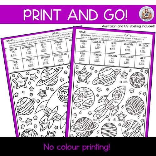 Addition Worksheets 6th Grade Math Color By Number Vertical Problems