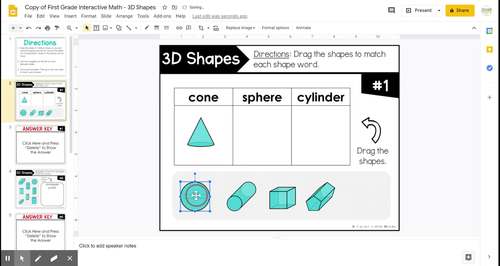 3D Shapes First Grade Math Activity for Google Slides | TPT