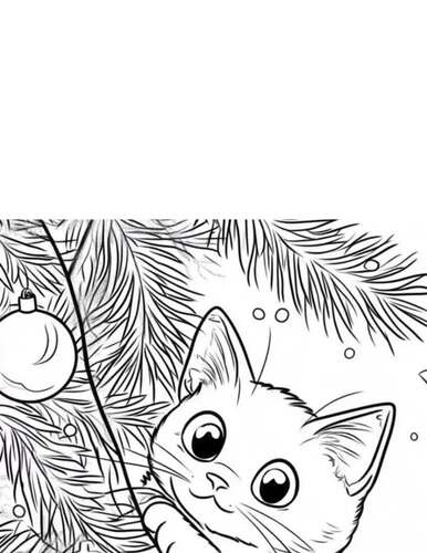 Christmas Cat Coloring Book:20 Holiday Fun Kitty Coloring Pages for ...